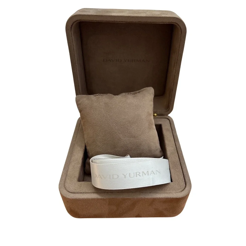David Yurman Tan Suede Jewelry Watch Box with Pillow and Ribbon Luxury Storage